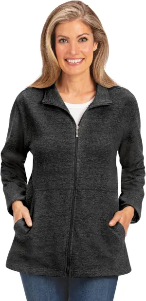 Collections Etc Stylish French Terry Zip Front Jacket with Flattering Collar