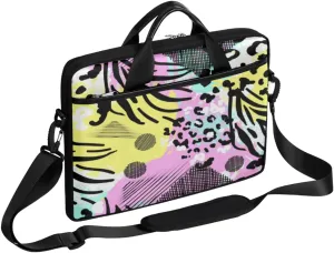 Colorful Artistic Animal Print Laptop Shoulder Bag Computer Bag Sleeves Briefcase Laptop Shoulder Messenger Bag with Handle Strap, Fits Laptop 14-15.6 Inch