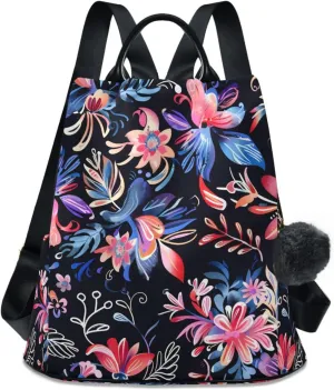 Colorful Artistic Flowers Backpack for Women Anti Theft Large Fashion Travel Shoulder Bag Purse Rucksack Lightweight