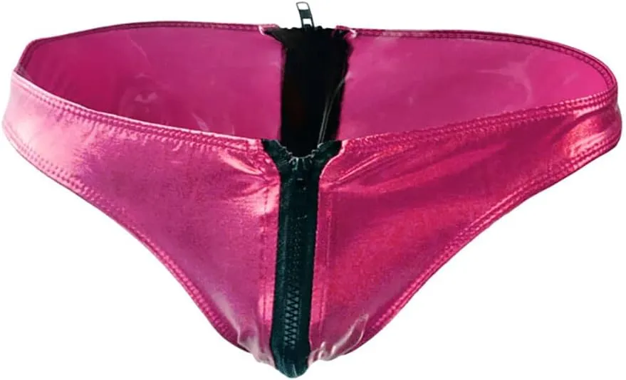 COMLIFE Men's Smooth Metallic Shiny Briefs Underwear Zip Up Bikini Swimsuit Panties Stage Clubwear