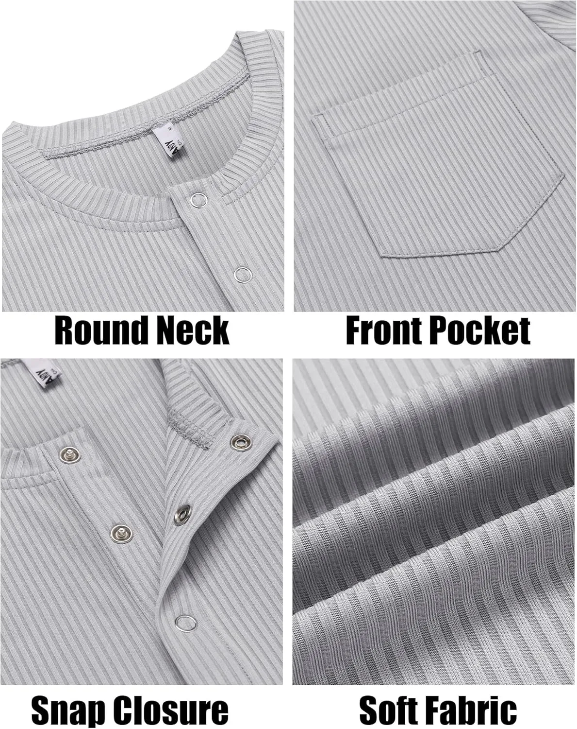 COOFANDY Mens Henley Shirts Short Sleeve Tshirt Basic Button Tees Summer Ribbed Pocket T Shirt Casual Stretch Tops