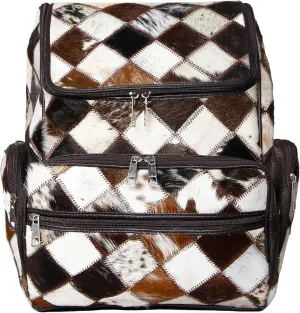 Cowhide Backpack Leather Backpack with Laptop Compartment  Unique Travel Backpack, Western Diaper Bag Backpack Women (Brown)