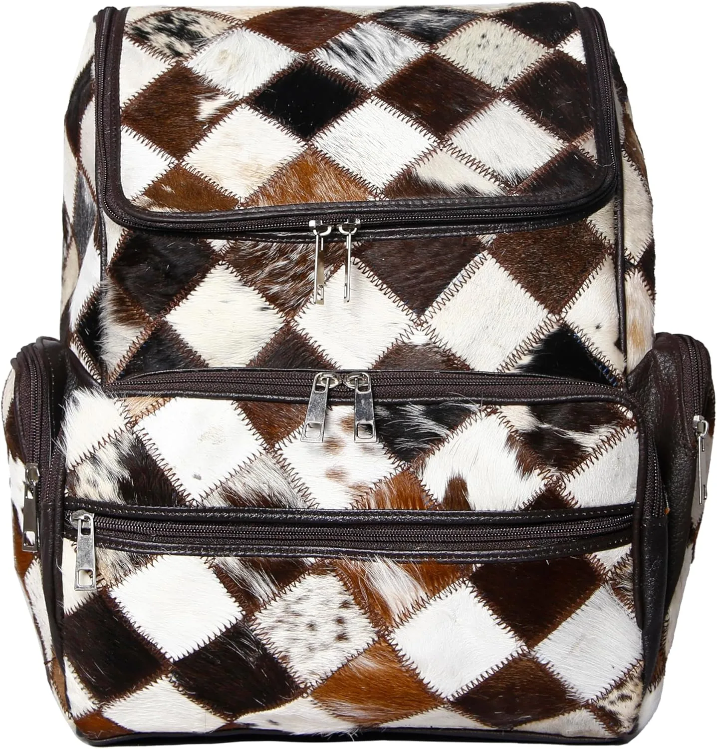 Cowhide Backpack Leather Backpack with Laptop Compartment  Unique Travel Backpack, Western Diaper Bag Backpack Women (Brown)
