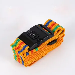 Cross-Shaped Luggage Connector Straps for Suitcases with Coded Lock Anti-Theft Suitcase Belts Vibrant Yellow Luggage Packing Strap with Name Tag Travel Helper(Main Yellow)