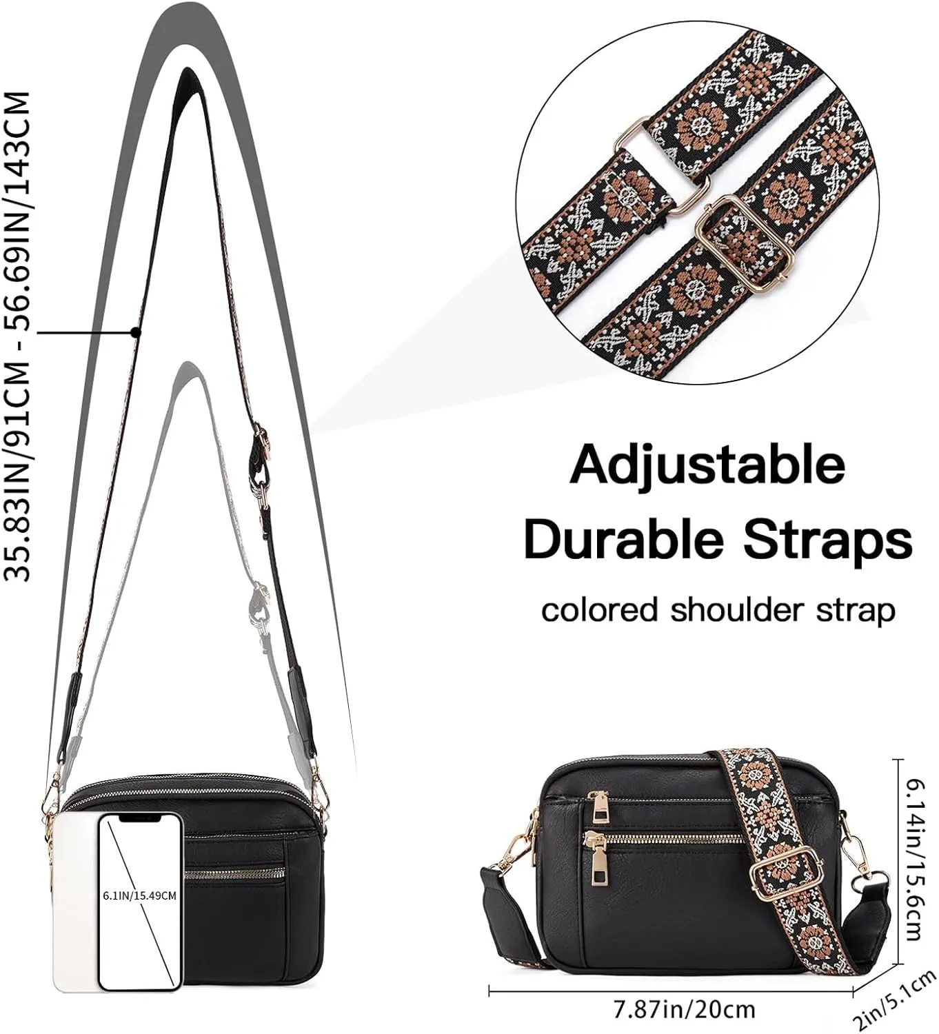 Crossbody Purse for Women Small Crossbody Bags Shoulder Bag Trendy Vegan Leather with Adjustable Shoulder Strap