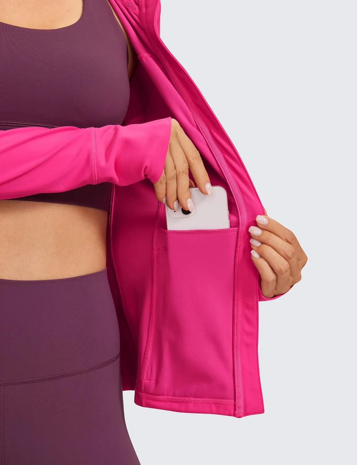 CRZ YOGA Butterluxe Womens Hooded Workout Jacket Athletic Running Zip Up with Back Mesh Vent and Thumb Holes