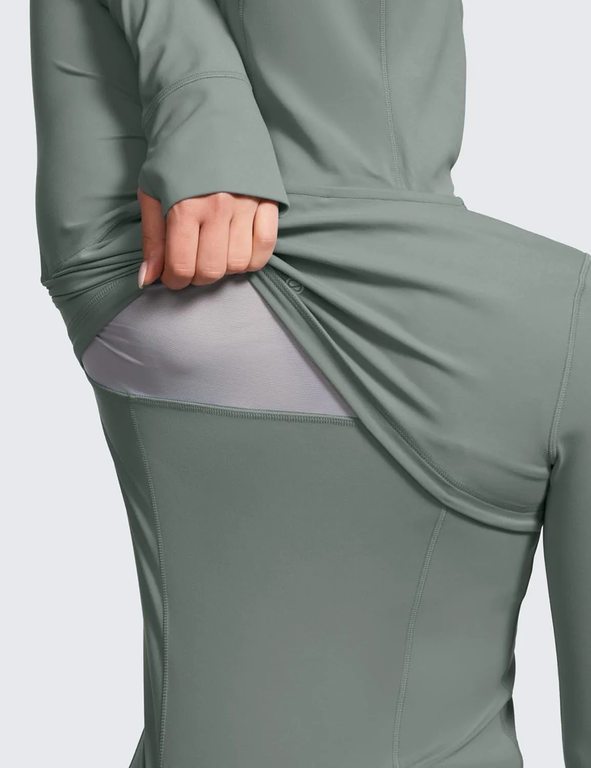 CRZ YOGA Butterluxe Womens Hooded Workout Jacket Athletic Running Zip Up with Back Mesh Vent and Thumb Holes