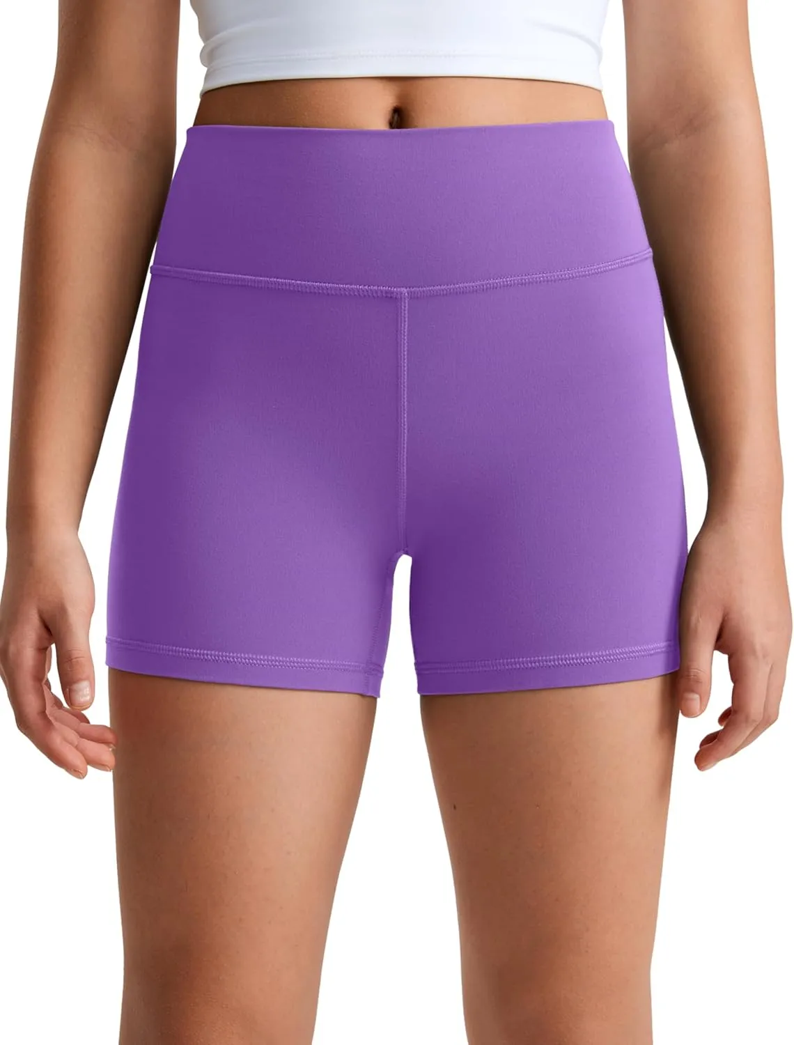 CRZ YOGA Girls Butterluxe Athletic Biker Shorts - Kids Teen High Waist Lounge Active Dance Yoga Running Buttery Soft
