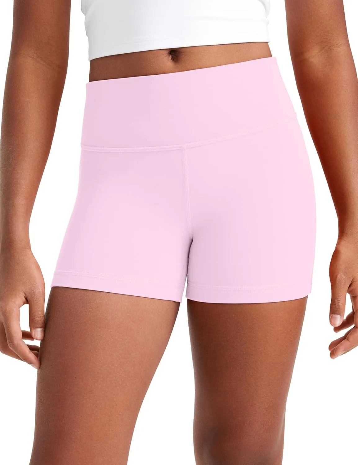 CRZ YOGA Girls Butterluxe Athletic Biker Shorts - Kids Teen High Waist Lounge Active Dance Yoga Running Buttery Soft