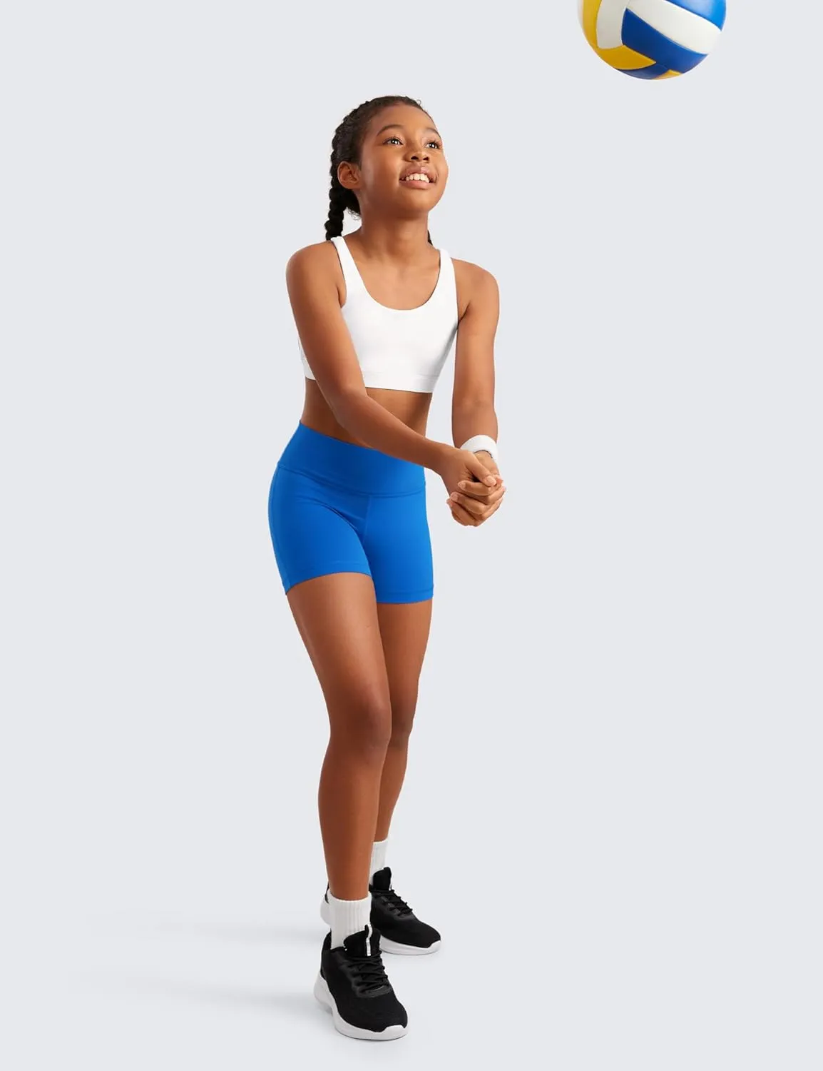CRZ YOGA Girls Butterluxe Athletic Biker Shorts - Kids Teen High Waist Lounge Active Dance Yoga Running Buttery Soft