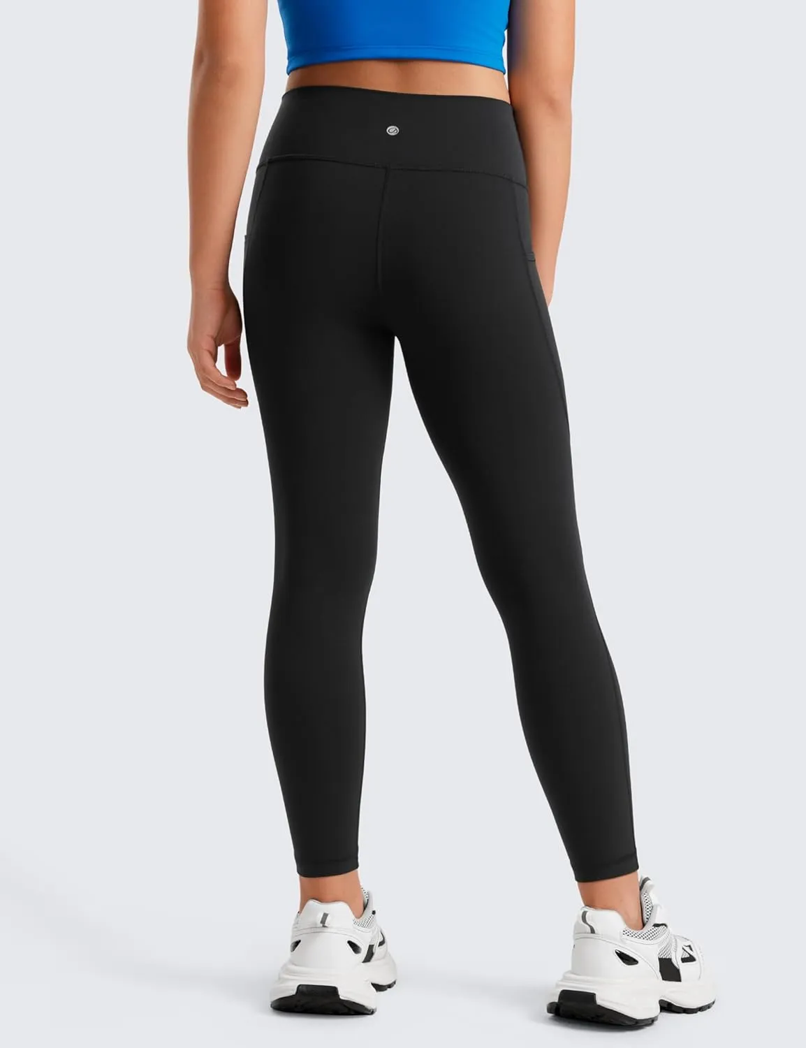 CRZ YOGA Girls Butterluxe Athletic Leggings with Pockets - High Waist Lounge Kids Teen Pants Yoga Active Dance Running Tights