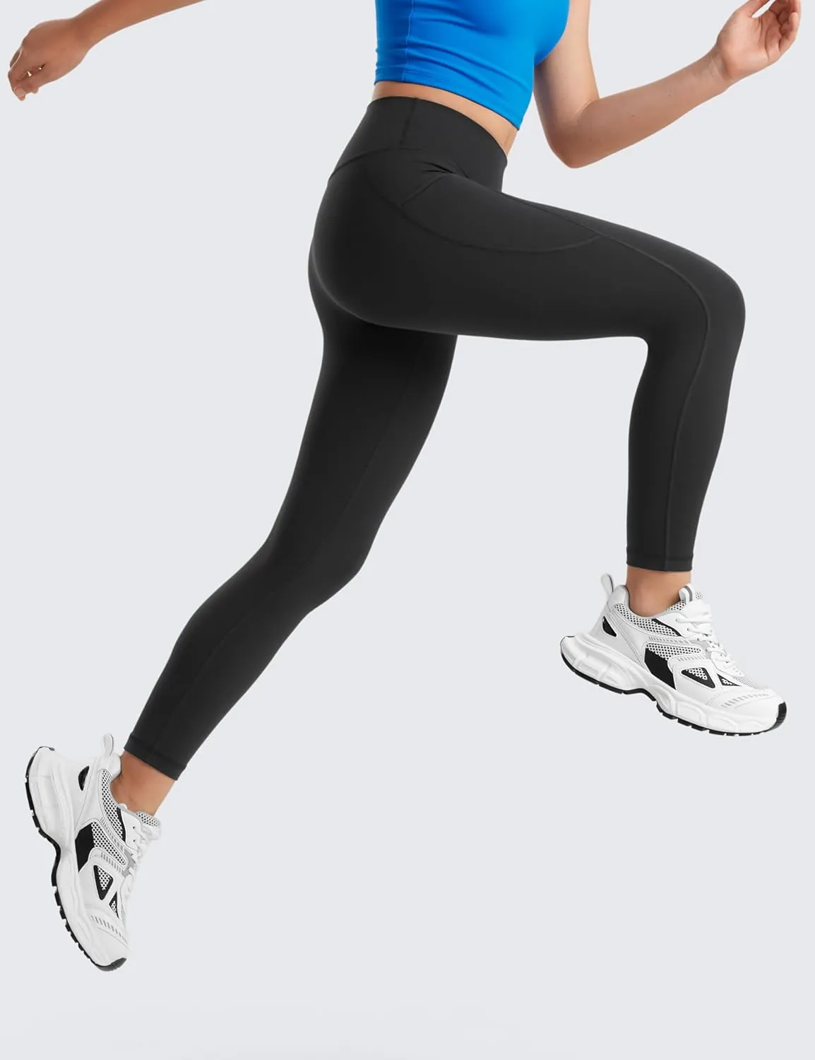 CRZ YOGA Girls Butterluxe Athletic Leggings with Pockets - High Waist Lounge Kids Teen Pants Yoga Active Dance Running Tights