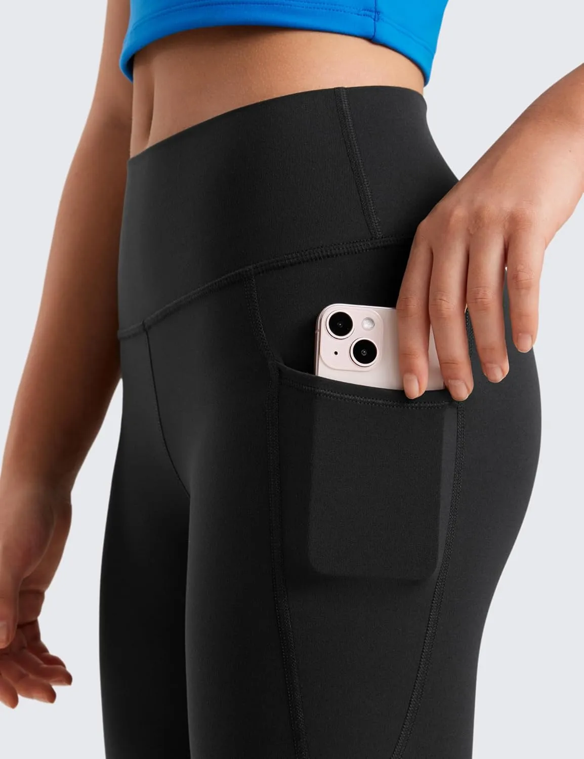 CRZ YOGA Girls Butterluxe Athletic Leggings with Pockets - High Waist Lounge Kids Teen Pants Yoga Active Dance Running Tights