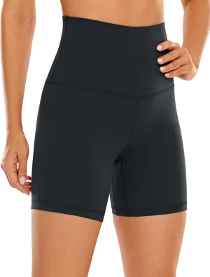 CRZ YOGA Super High Waisted Butterluxe Womens Biker Shorts 6 Inches - Buttery Soft Workout Yoga Over Belly