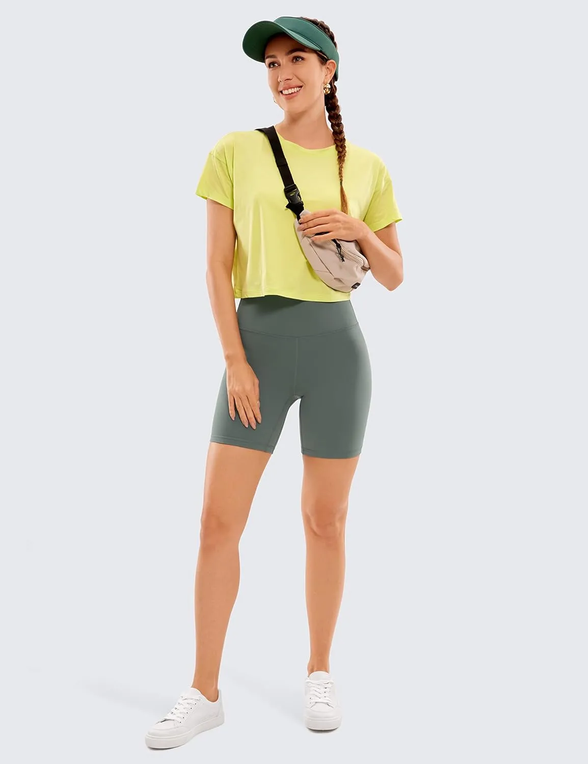 CRZ YOGA Super High Waisted Butterluxe Womens Biker Shorts 6 Inches - Buttery Soft Workout Yoga Over Belly