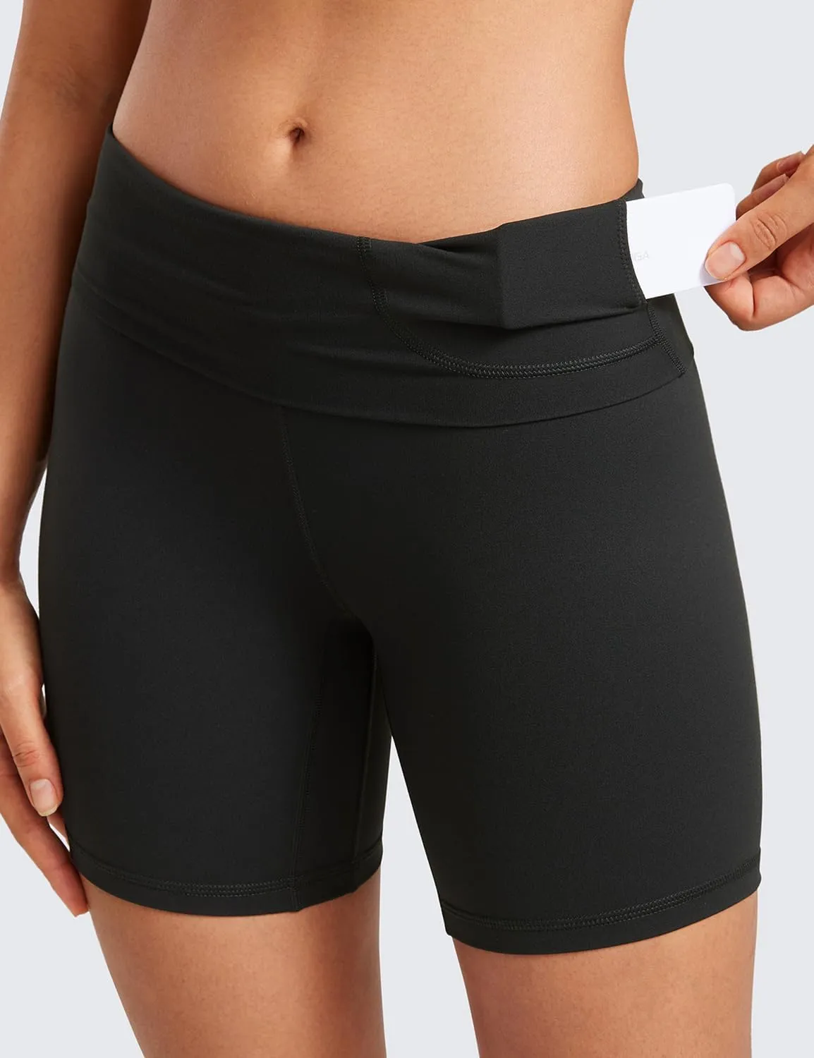 CRZ YOGA Super High Waisted Butterluxe Womens Biker Shorts 6 Inches - Buttery Soft Workout Yoga Over Belly