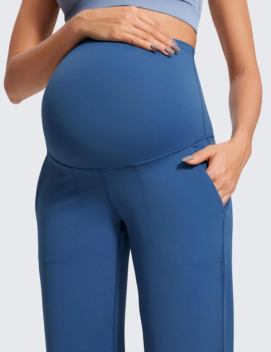 CRZ YOGA Women Butterluxe Maternity Wide Leg Pants with Pockets 31.5" - Over The Belly Workout Yoga Lounge Pregnancy