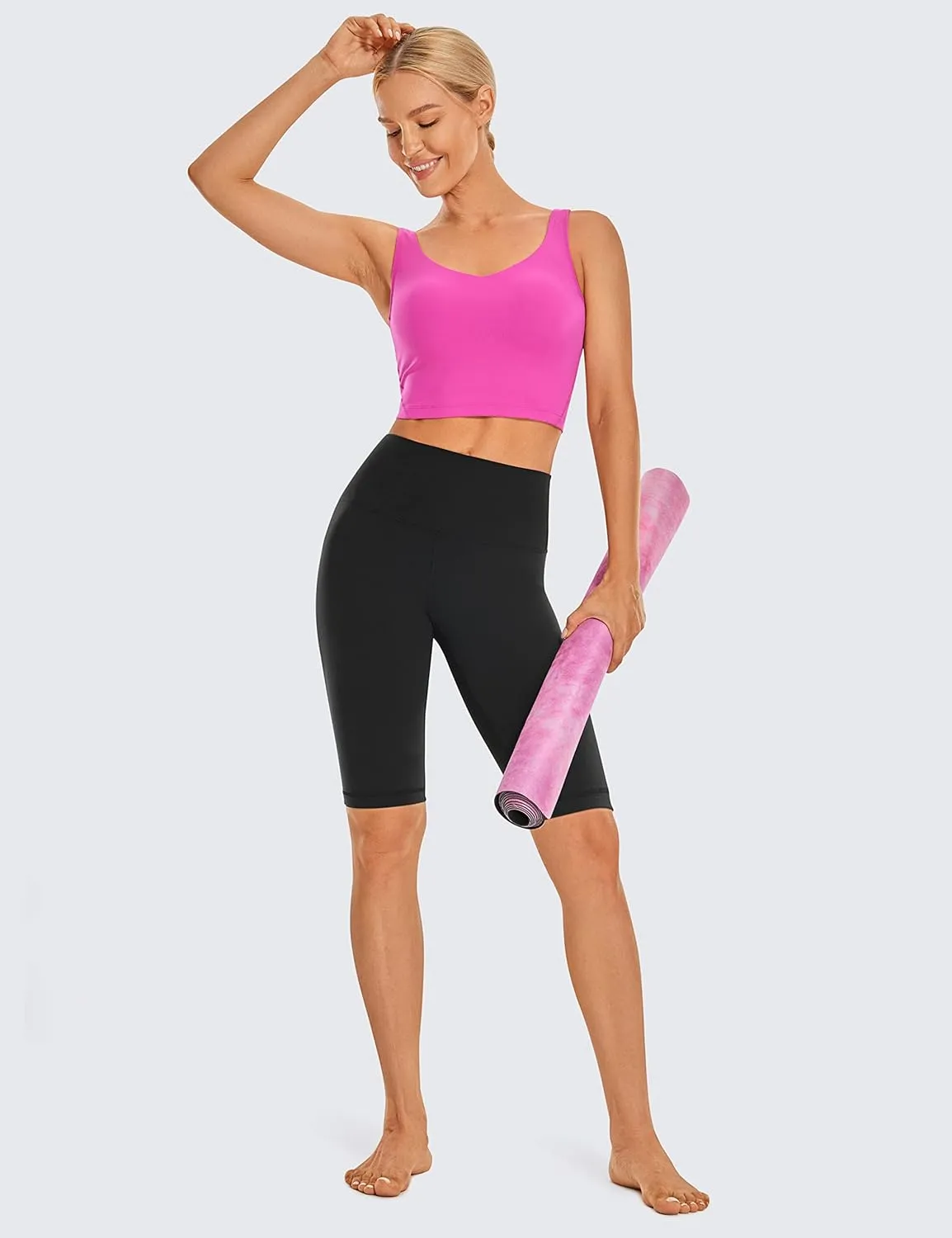 CRZ YOGA Womens Butterluxe Biker Shorts 10'' - High Waisted Workout Volleyball Yoga Spandex Buttery Soft