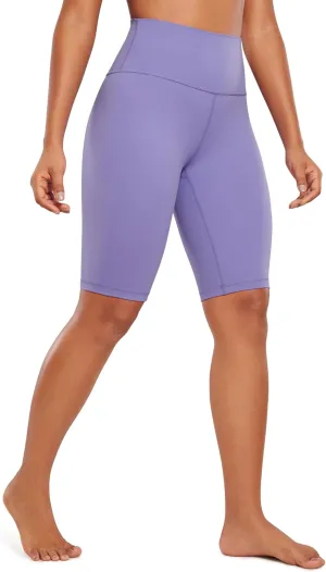 CRZ YOGA Womens Butterluxe Biker Shorts 10'' - High Waisted Workout Volleyball Yoga Spandex Buttery Soft