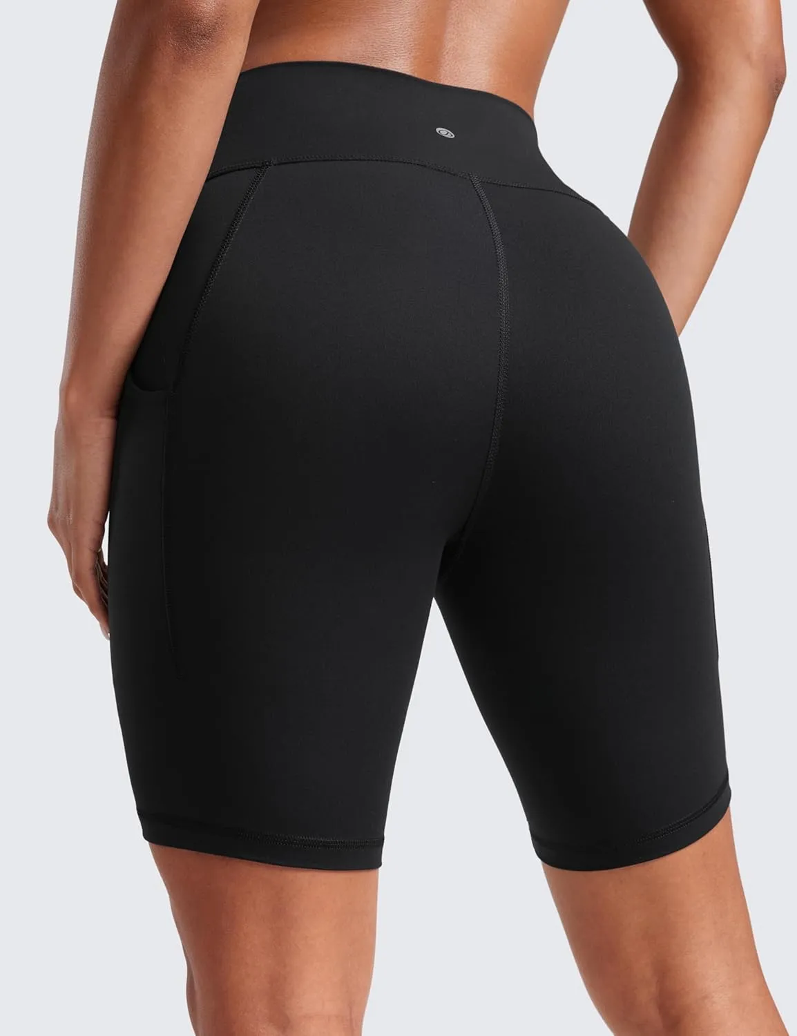 CRZ YOGA Women's Butterluxe Biker Shorts 8 Inches - High Waisted Side Pockets Workout Yoga Volleyball Buttery Soft