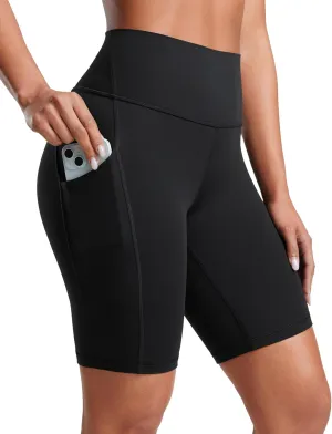CRZ YOGA Women's Butterluxe Biker Shorts 8 Inches - High Waisted Side Pockets Workout Yoga Volleyball Buttery Soft