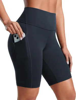 CRZ YOGA Women's Butterluxe Biker Shorts 8 Inches - High Waisted Side Pockets Workout Yoga Volleyball Buttery Soft