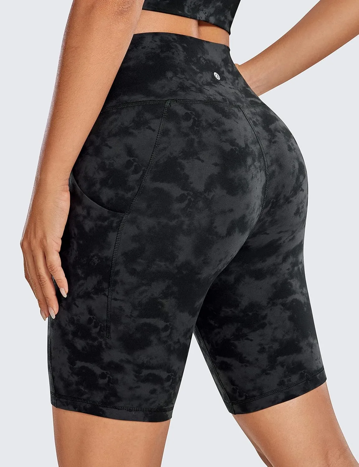 CRZ YOGA Women's Butterluxe Biker Shorts 8 Inches - High Waisted Side Pockets Workout Yoga Volleyball Buttery Soft