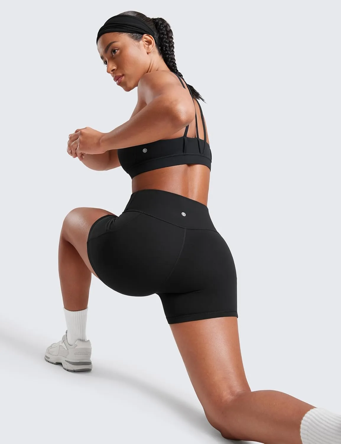 CRZ YOGA Womens Butterluxe Biker Shorts with Pockets 3 Inches - High Waisted Volleyball Workout Athletic Yoga
