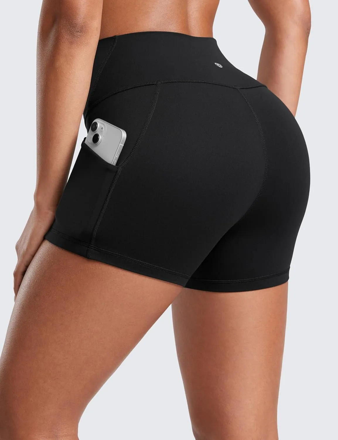 CRZ YOGA Womens Butterluxe Biker Shorts with Pockets 3 Inches - High Waisted Volleyball Workout Athletic Yoga