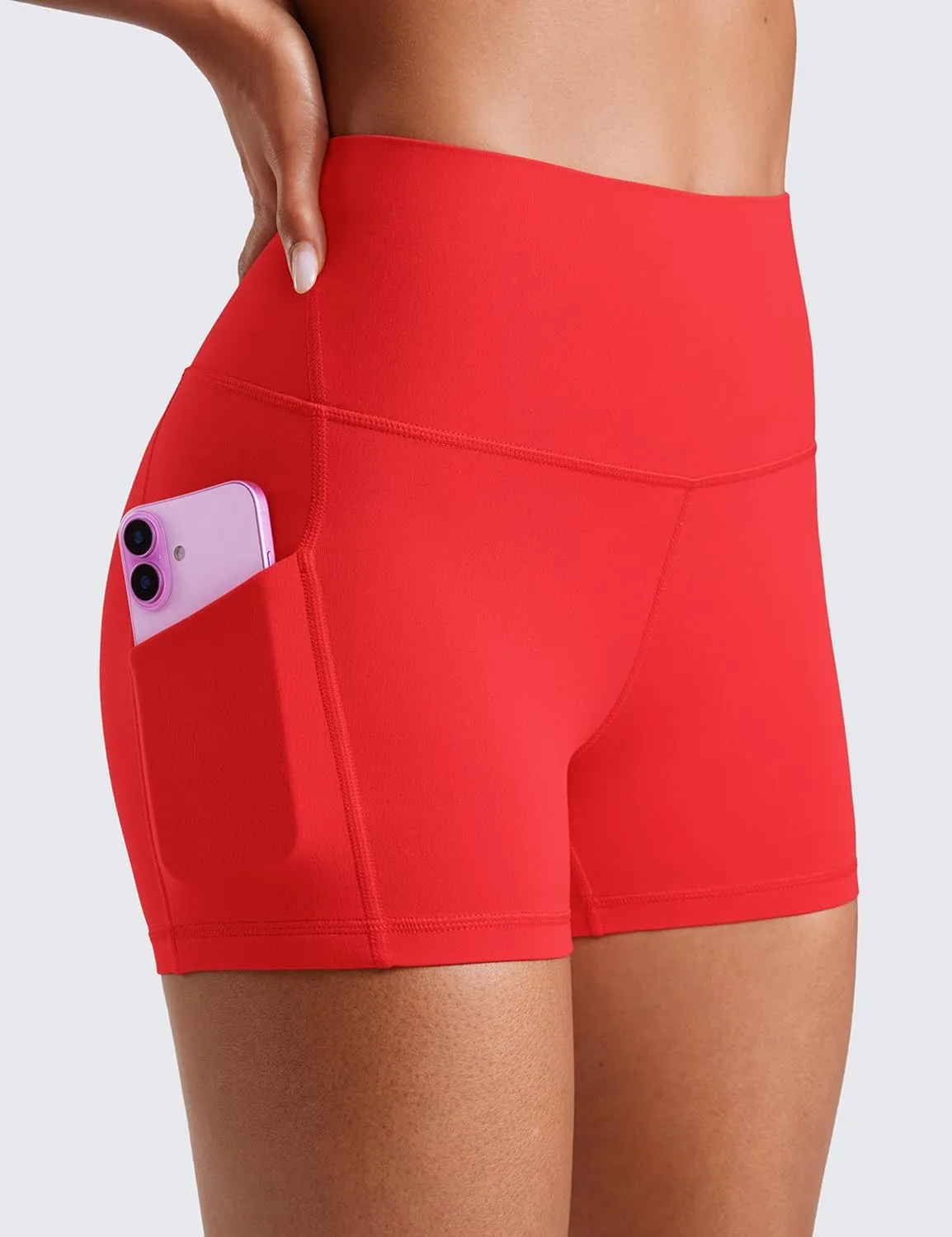 CRZ YOGA Womens Butterluxe Biker Shorts with Pockets 3 Inches - High Waisted Volleyball Workout Athletic Yoga