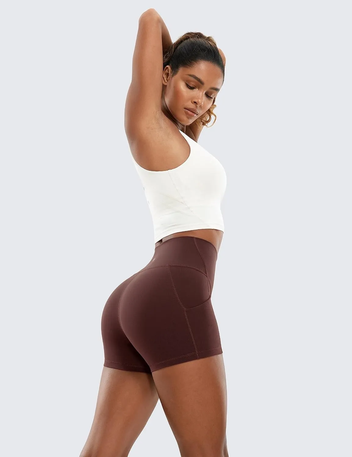 CRZ YOGA Womens Butterluxe Biker Shorts with Pockets 3 Inches - High Waisted Volleyball Workout Athletic Yoga