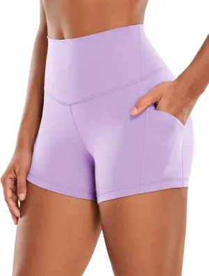 CRZ YOGA Womens Butterluxe Biker Shorts with Pockets 3 Inches - High Waisted Volleyball Workout Athletic Yoga