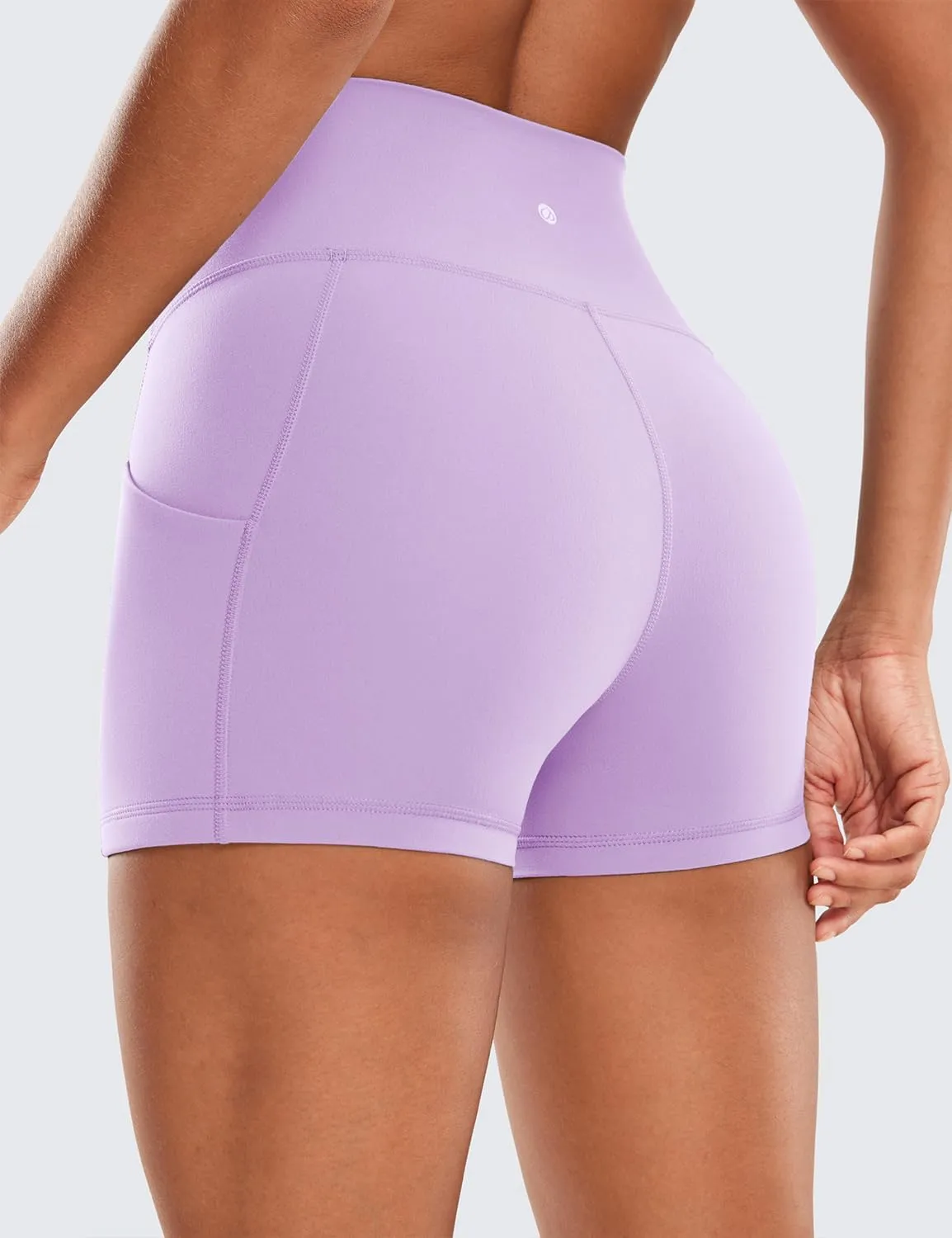 CRZ YOGA Womens Butterluxe Biker Shorts with Pockets 3 Inches - High Waisted Volleyball Workout Athletic Yoga