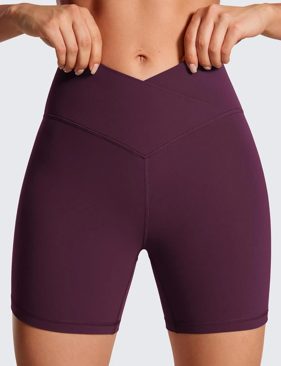 CRZ YOGA Womens Butterluxe Crossover Biker Shorts 5 Inches - Criss Cross High Waisted Workout Yoga Buttery Soft