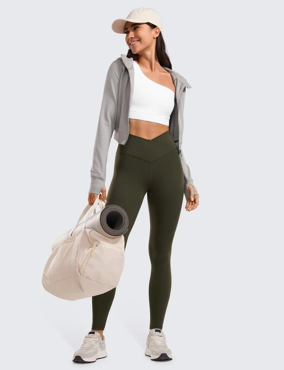 CRZ YOGA Womens Butterluxe Crossover High Waist Workout Leggings 28" - Criss Cross Full Length Gym Lounge Athletic Yoga Pants