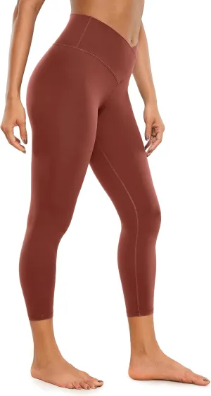 CRZ YOGA Womens Butterluxe Crossover Workout Capri Leggings 23 Inches - High Waist V Cross Crop Gym Yoga Pants