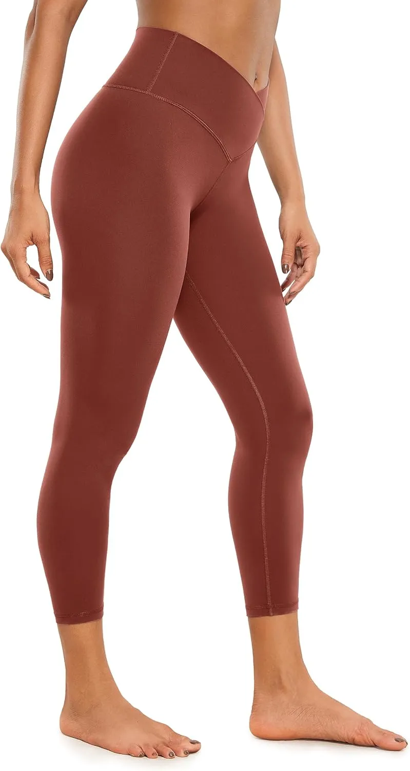 CRZ YOGA Womens Butterluxe Crossover Workout Capri Leggings 23 Inches - High Waist V Cross Crop Gym Yoga Pants