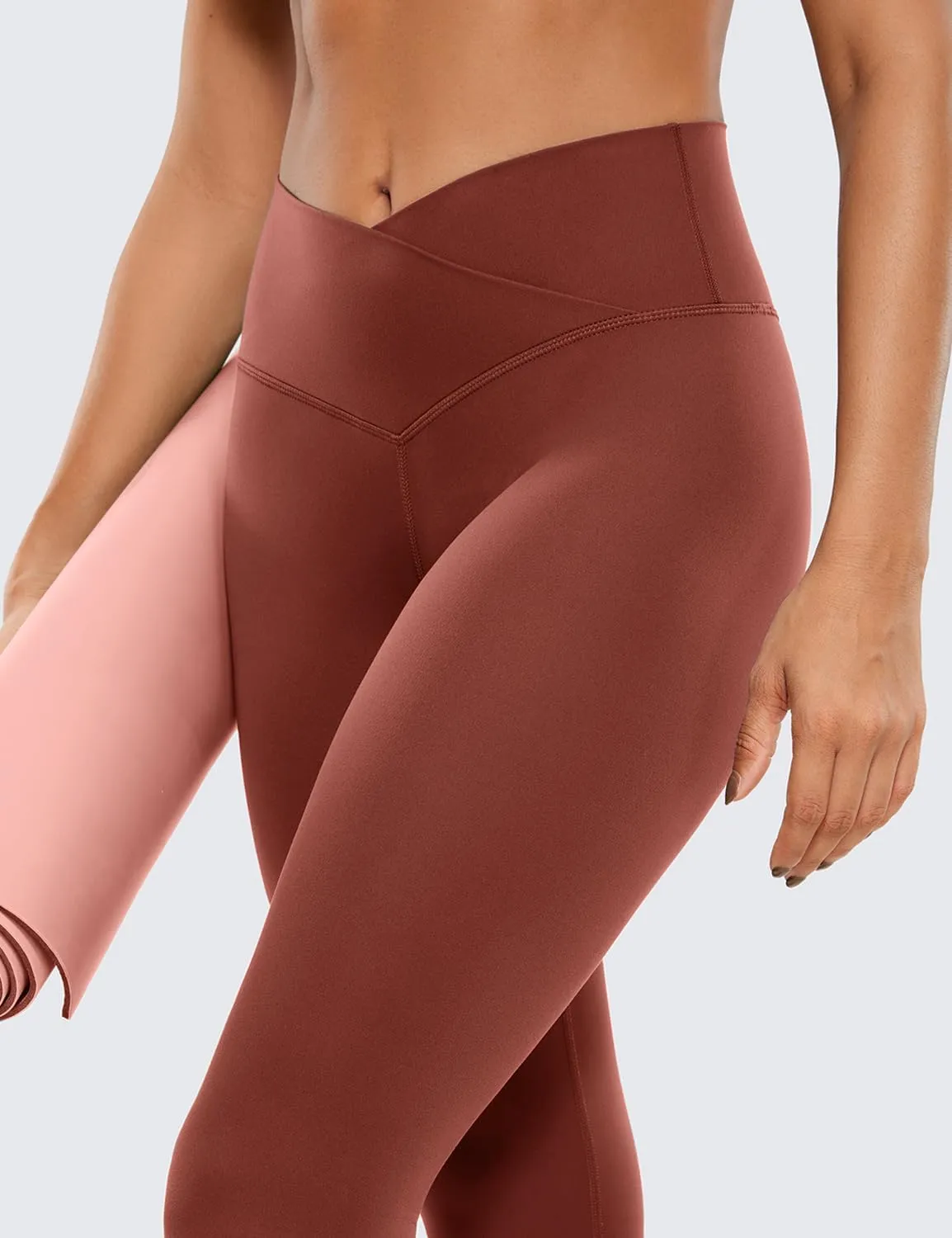 CRZ YOGA Womens Butterluxe Crossover Workout Capri Leggings 23 Inches - High Waist V Cross Crop Gym Yoga Pants