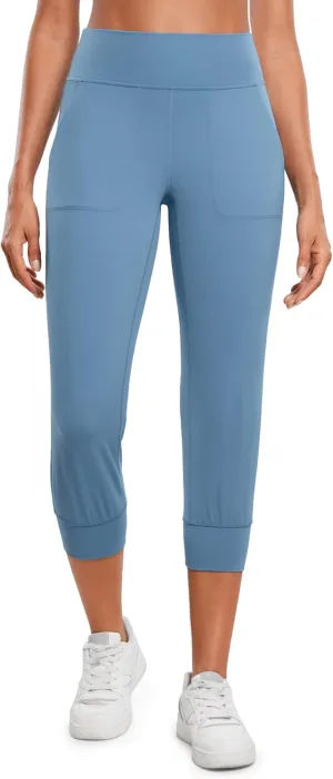 CRZ YOGA Womens Butterluxe High Waist Cropped Joggers 23" - Lounge Workout Leggings Yoga Capris Pants Pockets Buttery Soft
