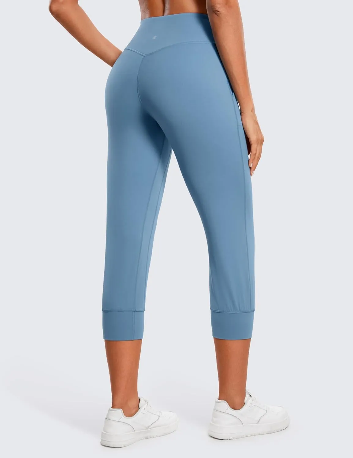 CRZ YOGA Womens Butterluxe High Waist Cropped Joggers 23" - Lounge Workout Leggings Yoga Capris Pants Pockets Buttery Soft