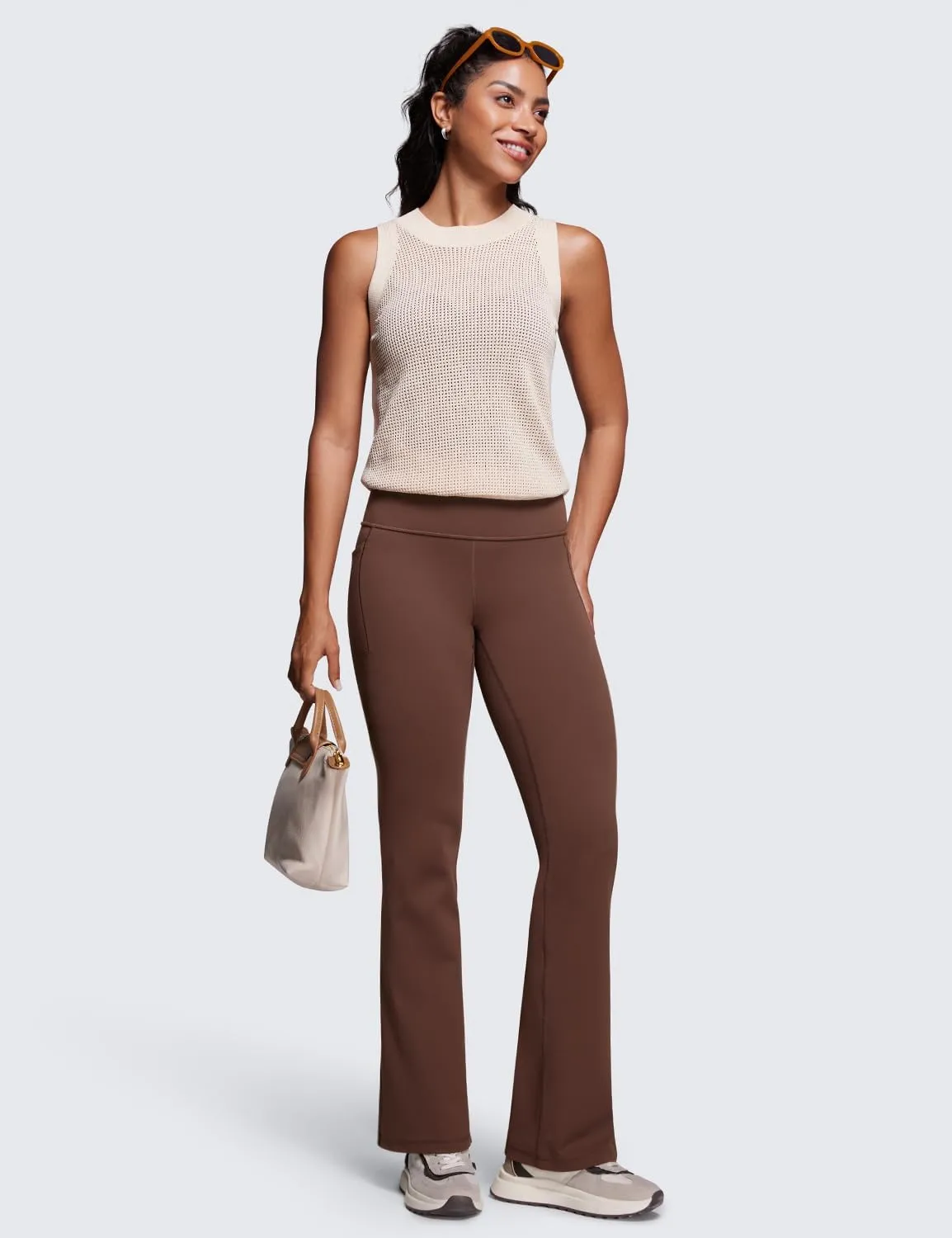 CRZ YOGA Womens Butterluxe High Waist Flare Pants 31.5" - Yoga Bootcut with Side Pockets Wide Leg Lounge Casual