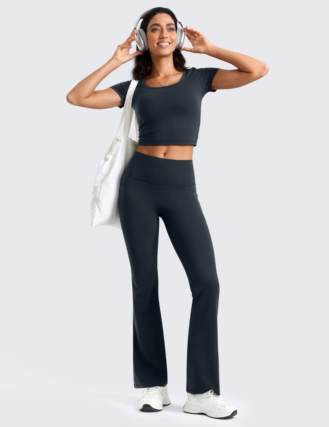 CRZ YOGA Womens Butterluxe High Waist Flare Pants 31.5" - Yoga Bootcut with Side Pockets Wide Leg Lounge Casual