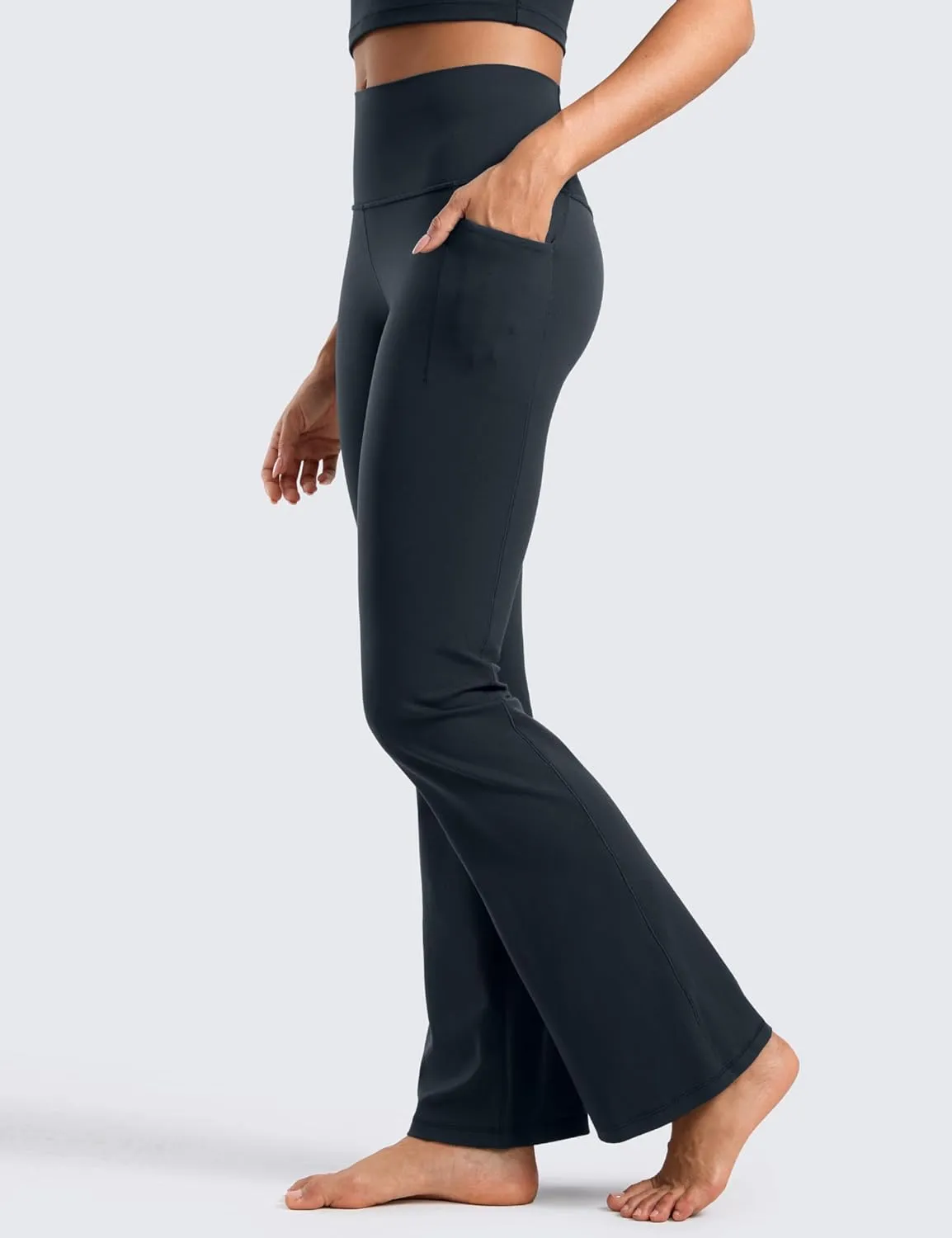 CRZ YOGA Womens Butterluxe High Waist Flare Pants 31.5" - Yoga Bootcut with Side Pockets Wide Leg Lounge Casual