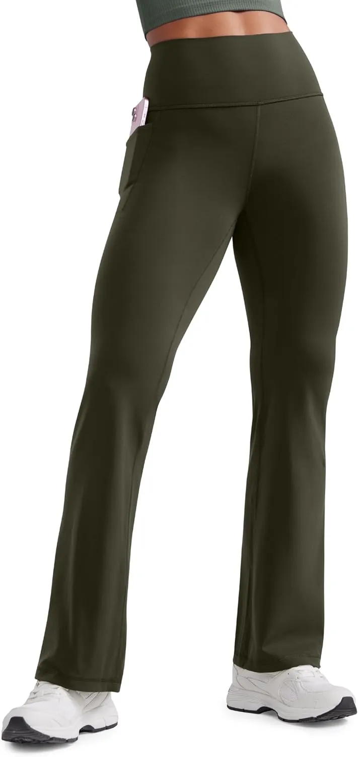 CRZ YOGA Womens Butterluxe High Waist Flare Pants 31.5" - Yoga Bootcut with Side Pockets Wide Leg Lounge Casual