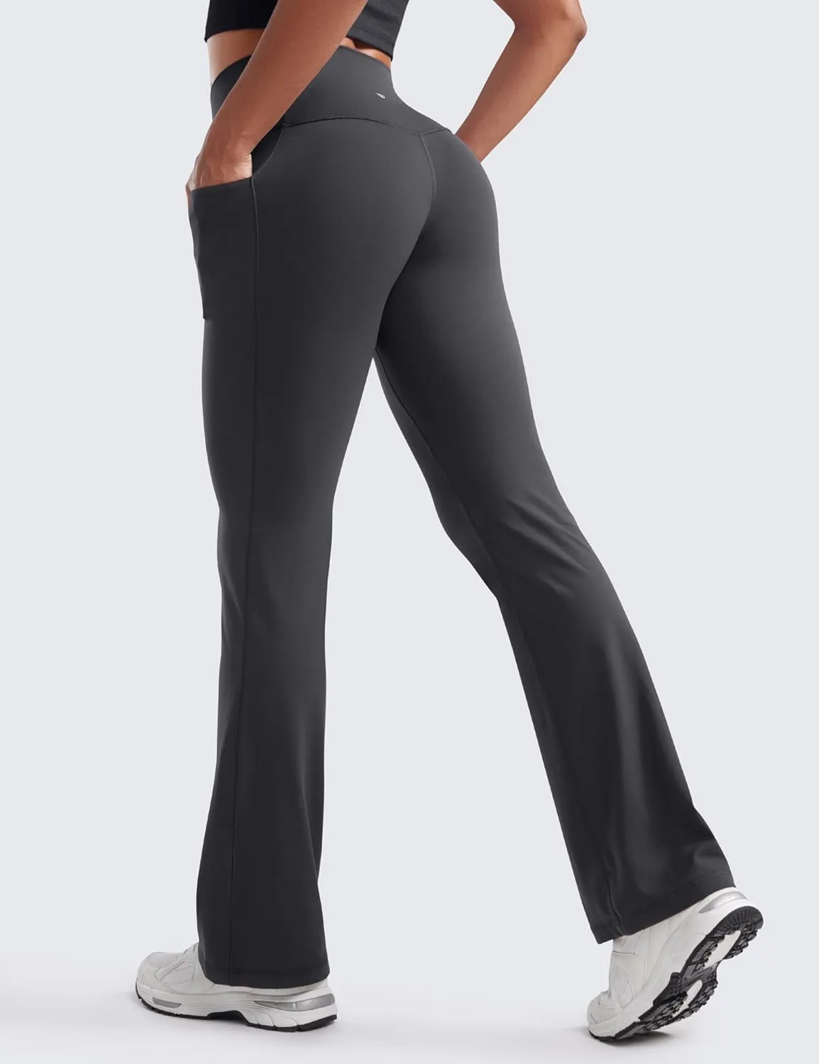 CRZ YOGA Womens Butterluxe High Waist Flare Pants 31.5" - Yoga Bootcut with Side Pockets Wide Leg Lounge Casual