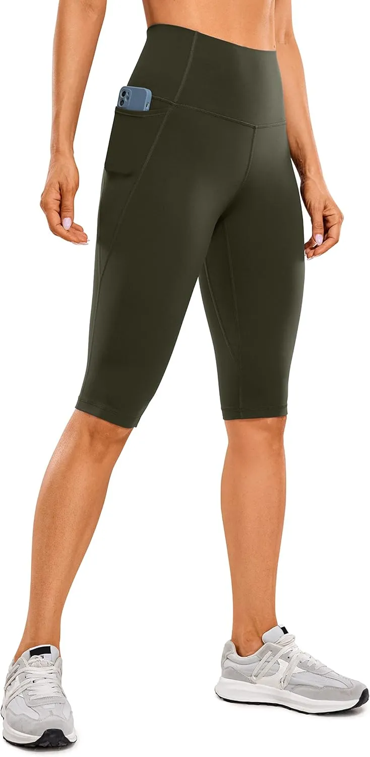 CRZ YOGA Women's Butterluxe Knee Length Capri Leggings 13 Inches - High Waisted Workout Yoga Long Biker Shorts with Pockets