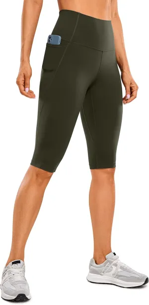 CRZ YOGA Women's Butterluxe Knee Length Capri Leggings 13 Inches - High Waisted Workout Yoga Long Biker Shorts with Pockets