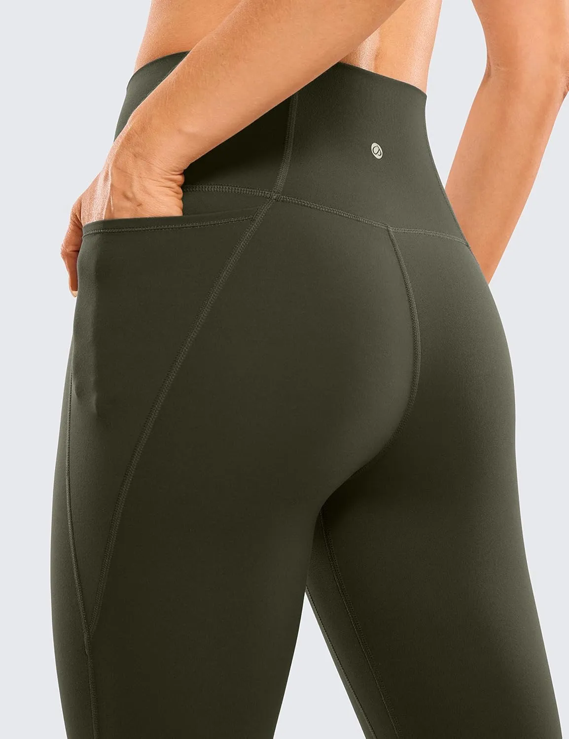 CRZ YOGA Women's Butterluxe Knee Length Capri Leggings 13 Inches - High Waisted Workout Yoga Long Biker Shorts with Pockets