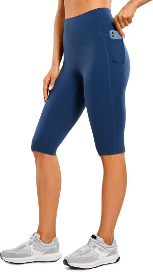CRZ YOGA Women's Butterluxe Knee Length Capri Leggings 13 Inches - High Waisted Workout Yoga Long Biker Shorts with Pockets
