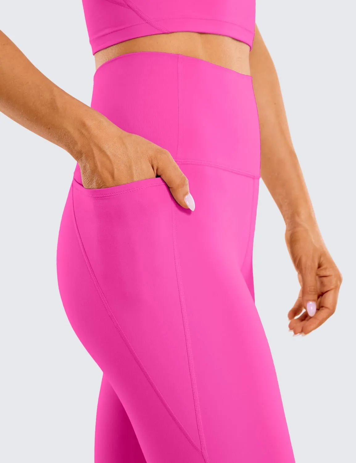 CRZ YOGA Women's Butterluxe Knee Length Capri Leggings 13 Inches - High Waisted Workout Yoga Long Biker Shorts with Pockets